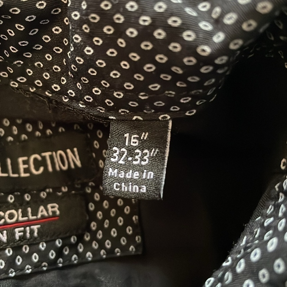 Report Collection Stretch Collar Modern Fit Black Button Dress Shirt | 16” 32/33 - Picture 6 of 12
